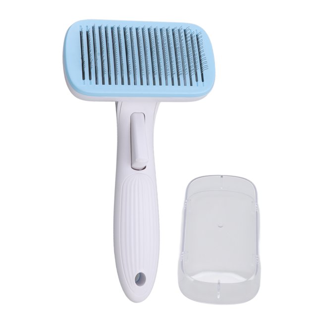 Cat Hair Removal Slicker Comb, Fast Hair Removal Self Pet Brush Button For Home Steel Wire Blue