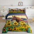 thumbnail image 1 of Erosebridal Ensembles de Literie à Imprimé de Chevaux Simple avec Couette, Insert de Couette Tournesol Vibrant, Décor Faune Rustique, Réversible, 1 of 7