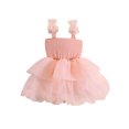 thumbnail image 1 of Fortune 1-6 Ans Fille une Ligne Robe Bambin Sans Manches Arc Tulle Robes Robe d'Anniversaire d'Été, 1 of 8
