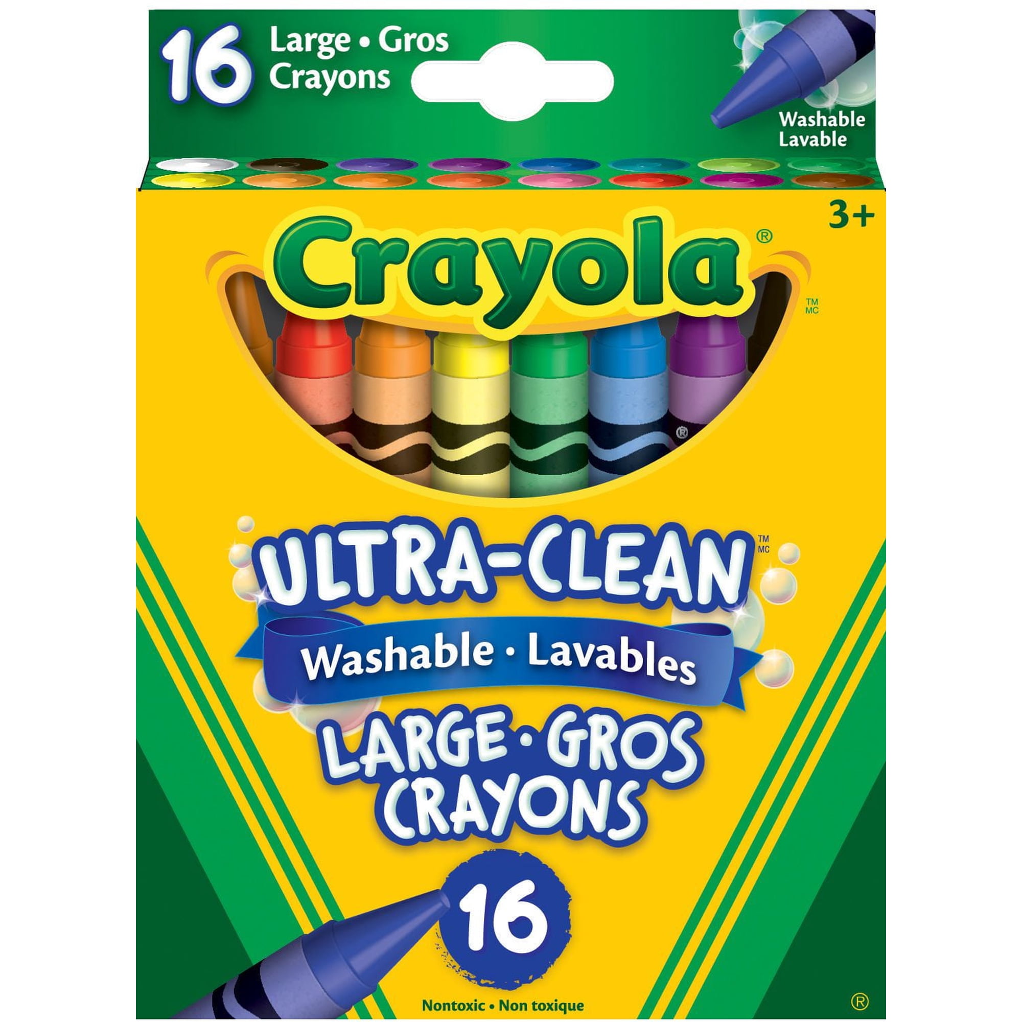 CRAYOLA Mini Kids – Pastels De Cire Triangulaires, 16 Couleurs, Dès 12 Mois, Faciles à Prendre