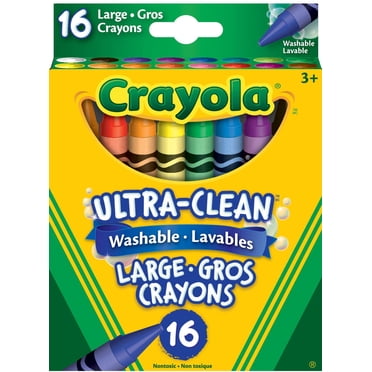 Gros crayons de cire lavables, couleurs variées, 16 ct