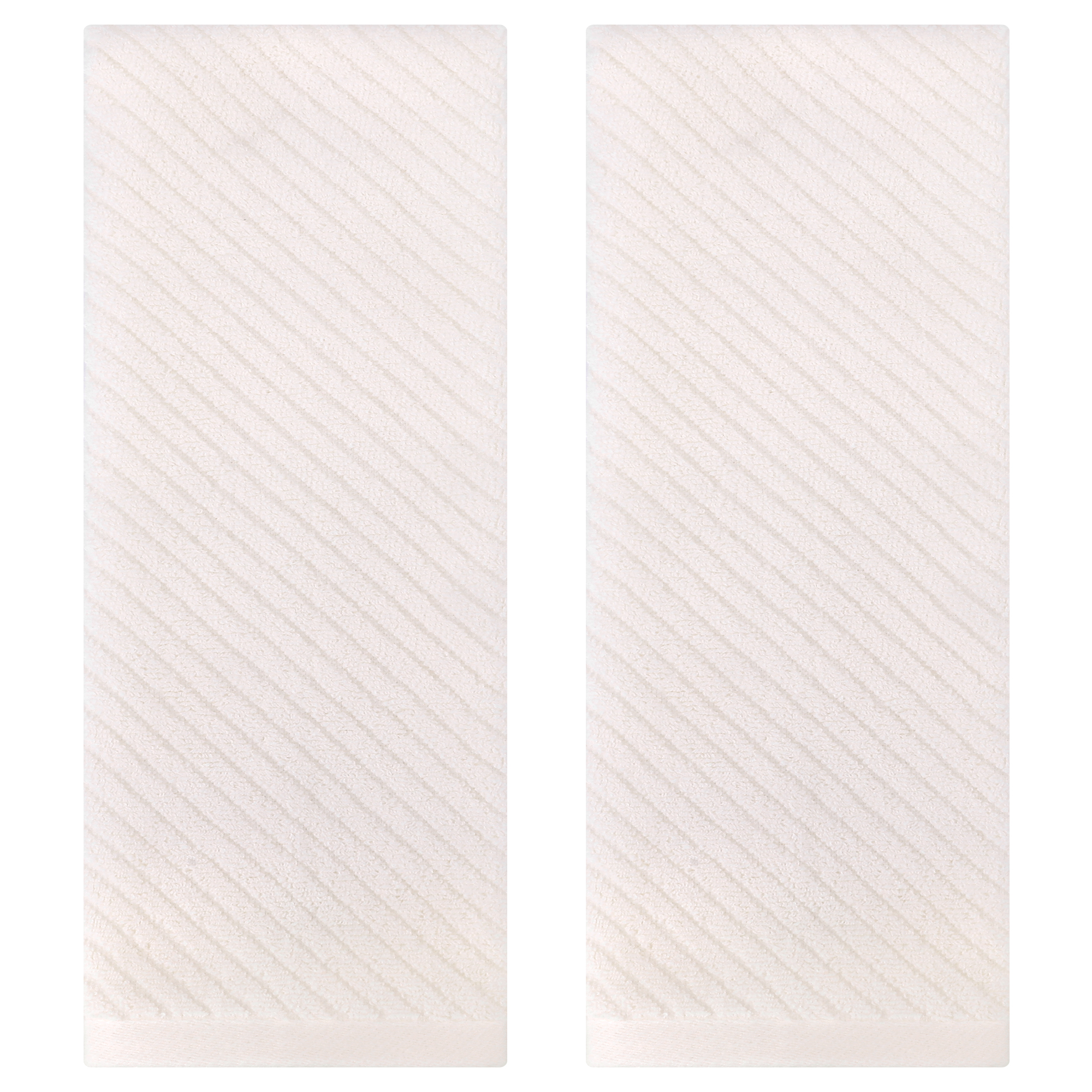 REGALWOVEN Solid Striped Decorative Hand Towels Set of 2 Cotton Soft Absorbent Hand Towel Set for Bath, Hotel, Spa Beige 14" x 30"