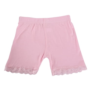 tarylea Shorts for Toddler Baby Girls Lace Blocked Stretch Leggings Solid Color Slim Fitted Shorts Casual Comfy Summer Basic Dailywear Infant Shorts for 2-15 Years