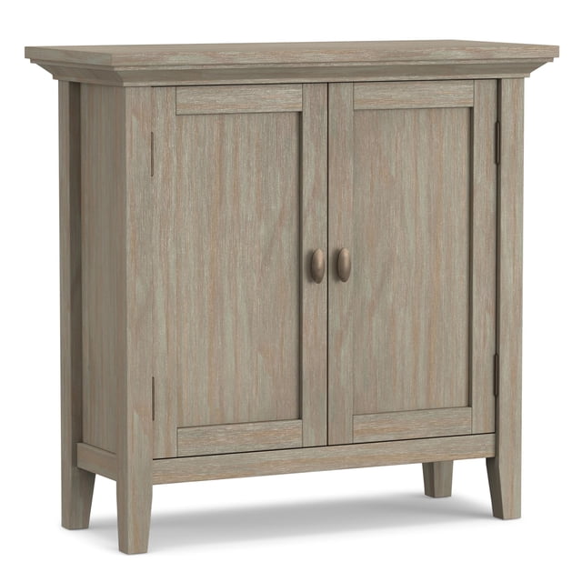 Armoire de Rangement Basse Transitionnelle Redmond en Bois Massif de 32 Pouces en Gris Vieilli