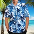 thumbnail image 2 of Pompotops Men's Hawaiian Print Lapel Short Sleeve Shirt on Sale, 2 of 7