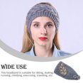 thumbnail image 2 of fastboy Crochet Headbands Winter Leaves Pattern with Rhinestones Elastic Head Protector Wide Warm Chunky Hair Accessories for Girls Dark Gray, 2 of 5