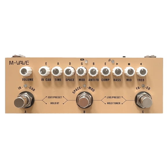M-VAVE CUBE AC Portable Guitare Acoustique Multifonctionnelle Pédale d'Effet Combiné avec Lecture de Musique Sans Fil Téléphone