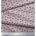 thumbnail image 3 of Soimoi Moss Georgette Fabric Leaves & Poppy Floral Print Fabric by Yard 42 Inch Wide, 3 of 6