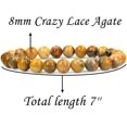 thumbnail image 2 of Bracelet Extensible Unisexe en Perles Rondes 8 mm en Dentelle Folle Naturelle en Agate Gemstone 7 Pouces, 2 of 5