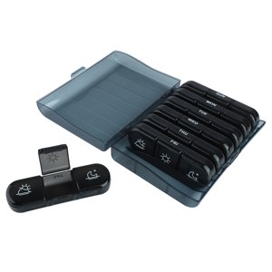 3 Temps par jour 7 Organisateur de la pilule de jour 21 Grille Portable Pill Organizer Travel Medicine Container Black Black Shell
