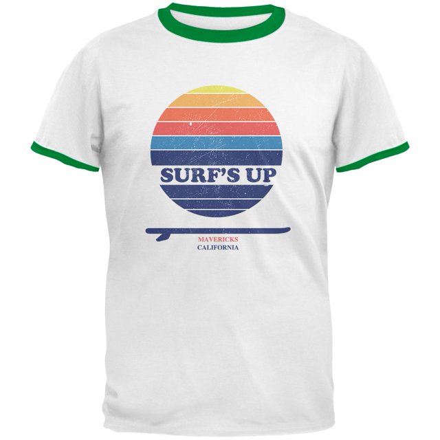 Surf's Up Mavericks California Mens Ringer T Shirt