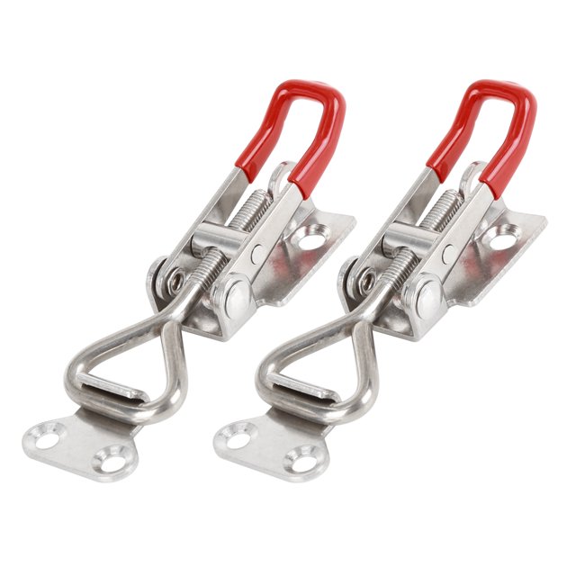 Unique Bargains 2pcs Stainless Steel Car Adjustable Toggle Clamp Latch Lock Hasp with Hole 100Kg 220Lbs