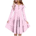 thumbnail image 2 of JDQJBZ Robe à Manches Longues pour Enfants, Imprimé de Cœurs, à Volants Superposés, Tenue d'Été Décontractée, 2 of 5