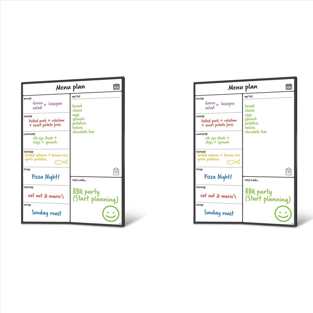 2X Magnetic Whiteboard Fridge Calendar Meal Planner and Shopping List White Board - Memo Board and Family Planner,2 x Magnetic Whiteboard Fridge Calendar,White