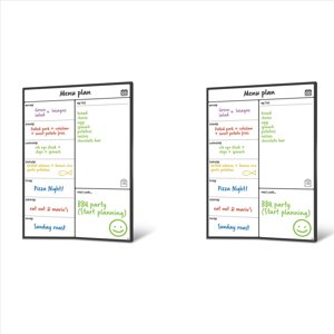 2X Tableau blanc magnétique Calendrier des repas Planificateur et liste d'achats Tableau blanc - Conseil d'administration et planificateur familial,2 x Calendrier magnétique de réfrigérateur de tableau blanc, blanc