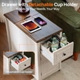 thumbnail image 4 of CHIC HOUSE Tables d'Appoint pour Salon avec Station de Recharge et Roulettes, Table de Chevet Style Ferme pour Chambre avec Tiroir de Rangement, Tables Étroites à Roulettes Tables d'Accent, Petites Tables pour Petit Espace, Chêne, 4 of 11