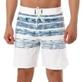 thumbnail image 1 of INSPIRE CHIC Men's Striped Beach Shorts Color Block Swimming Drawstring Board Surfing Shorts White Blue 32, 1 of 6