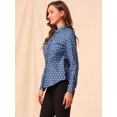 thumbnail image 4 of INSPIRE CHIC Chemise à Pois pour Femme à Col Pointu, Manches Longues, Boutonnée, 4 of 6