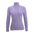 thumbnail image 4 of Dagegui Chandails à Col Roulé pour Femmes en Tricot Côtelé à Manches Longues, Chandail Extensible Coupe Ajustée, Hauts d'Automne, Violet, m, 4 of 5