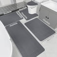 thumbnail image 4 of Maplenight 5-Pieces Large Bathroom Rug Set with Toilet Cover - Soft Velvet Fleece, Non-Slip, Water Absorbent, Washable, Modern Style Gray, 4 of 7