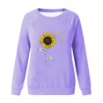 thumbnail image 4 of HKEJIAOI Chandail Graphique Tournesol Femme Manches Longues T-Shirt Décontracté Col Rond chandail Ample, c-Violet P, 4 of 4