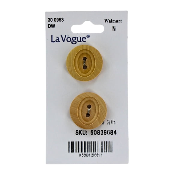 LA VOGUE Natural Material Buttons 20 mm (3/4 in), 2-Pack