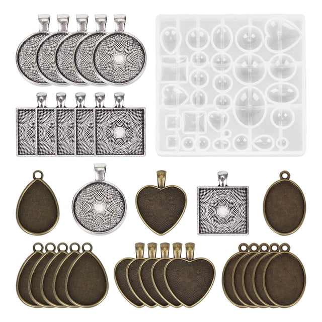 veasfak Boucle d'Oreille en Résine Époxy Modèle Créatif Bijoux DIY Fait Main Base Pendentif 31 Pcs