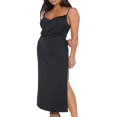 thumbnail image 2 of MesaSe Femmes Col Capot Bretelles Spaghetti Midi Robe Côté Fendue Sans Manches Dos Froncé Bodycon Formelle Longues Robes, 2 of 5