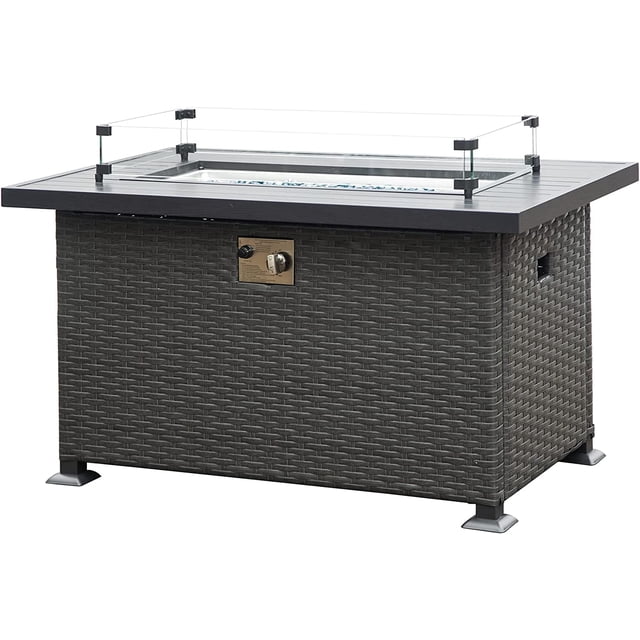 Domi Outdoor Table de Foyer au Gaz de 43 Po avec Dessus de Table en Aluminium, Support de Réservoir Dissimulé, Couvercle