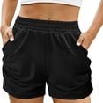 thumbnail image 1 of UAMVSH Plus Size Shorts for Women Casual Ruched Running Workout Shorts Elastic Waist Soft Athletic Sweat Shorts with Pockets, 1 of 7