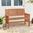 thumbnail image 4 of Gymax Outdoor Wood Garden Bench w/Backrest Armrests & Slatted Seat for Front Porch, 4 of 10