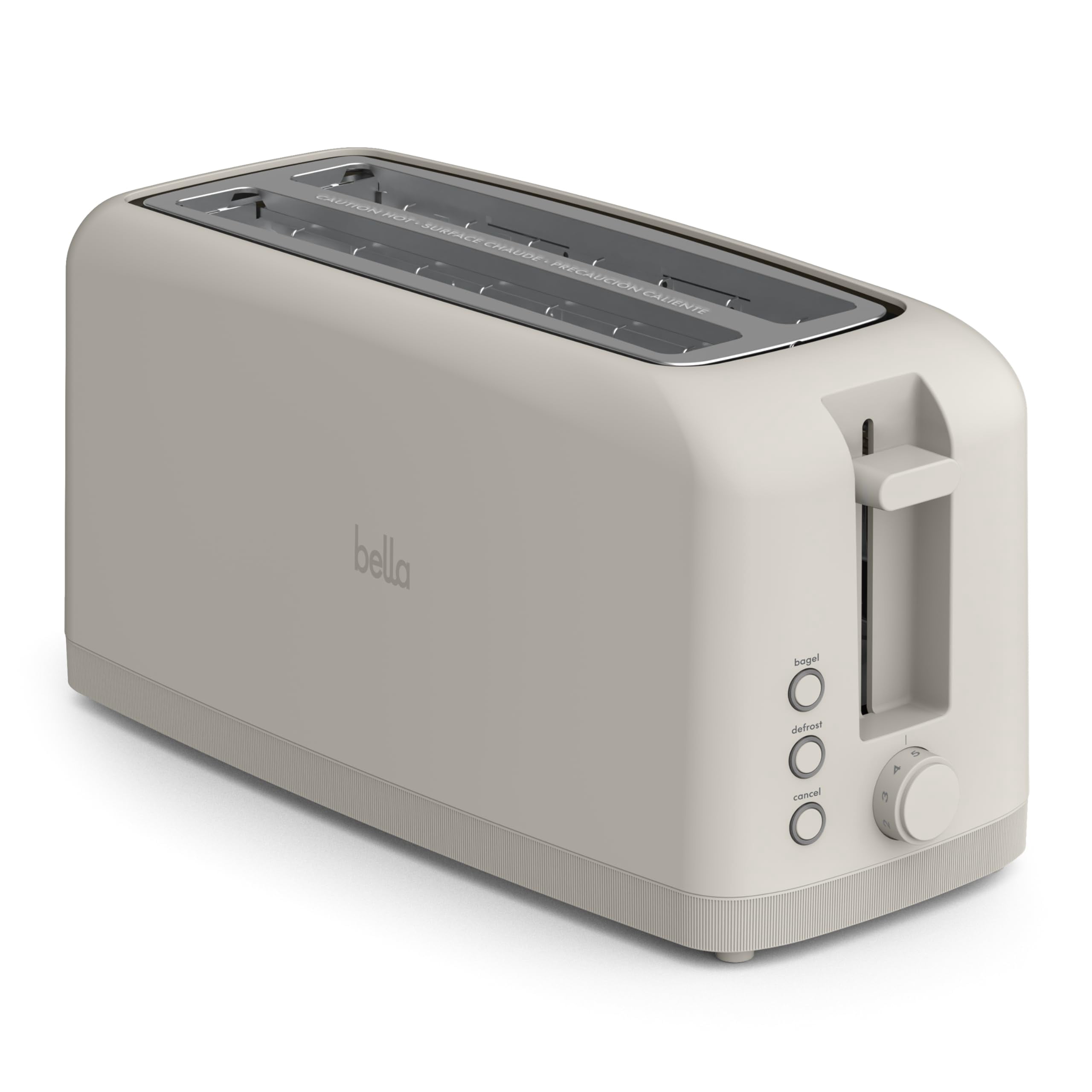 bella 4 Slice Slim Toaster, Fits-anywhere Kitchenware, 6 Setting Shade Control with Reheat & Cancel Buttons, Fits Sourdough, 10 Long Slot, Anti Jam & Auto Shuto