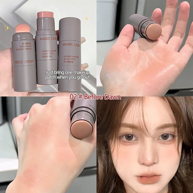 FSTDelivery Double Head Sponge Powder Blusher Lip And Cheek Dual-use Matte Natural Rouge Powder Blusher Stick Expansion Color, Makeup Set Christmas Gift for Women Girlfriend Makeup Set