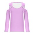 thumbnail image 4 of Yuyuzo Womens Tunic Tops Cold Shoulder Long Sleeve Shirts Loose Solid Color Lightweight Tee Tops, 4 of 5