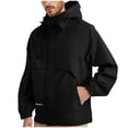 thumbnail image 3 of Sentmoon Snowboard Jacket Solid Color Long Sleeve Drawstring Hooded Neck Mens Coats Plus Size Zipper Windbreaker Waterproof Woman Clothes with Pockets Fall and Winter Comfy for Travel and Hiking, 3 of 8