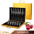 thumbnail image 1 of Amdohai 24-Piece Flatware Set Stainless Steel Tableware Cutlery Set Service for 6 with High-grade Storage Case for Home Kitchen Restaurant Hotel, 1 of 8