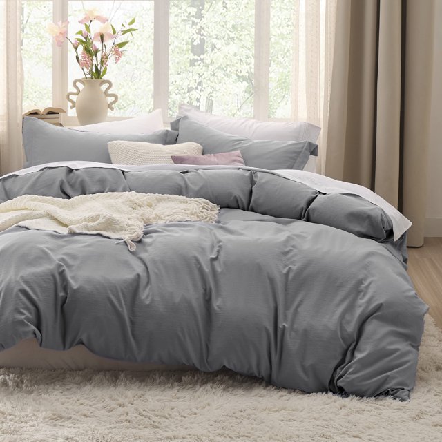 Bedsure Grey Duvet Cover King Size - Soft Prewashed King Duvet Cover Set, 3 Pieces, 1 Duvet Cover 104x90 Inches with Zipper Closure and 2 Pillow Shams, Comforter Not Included