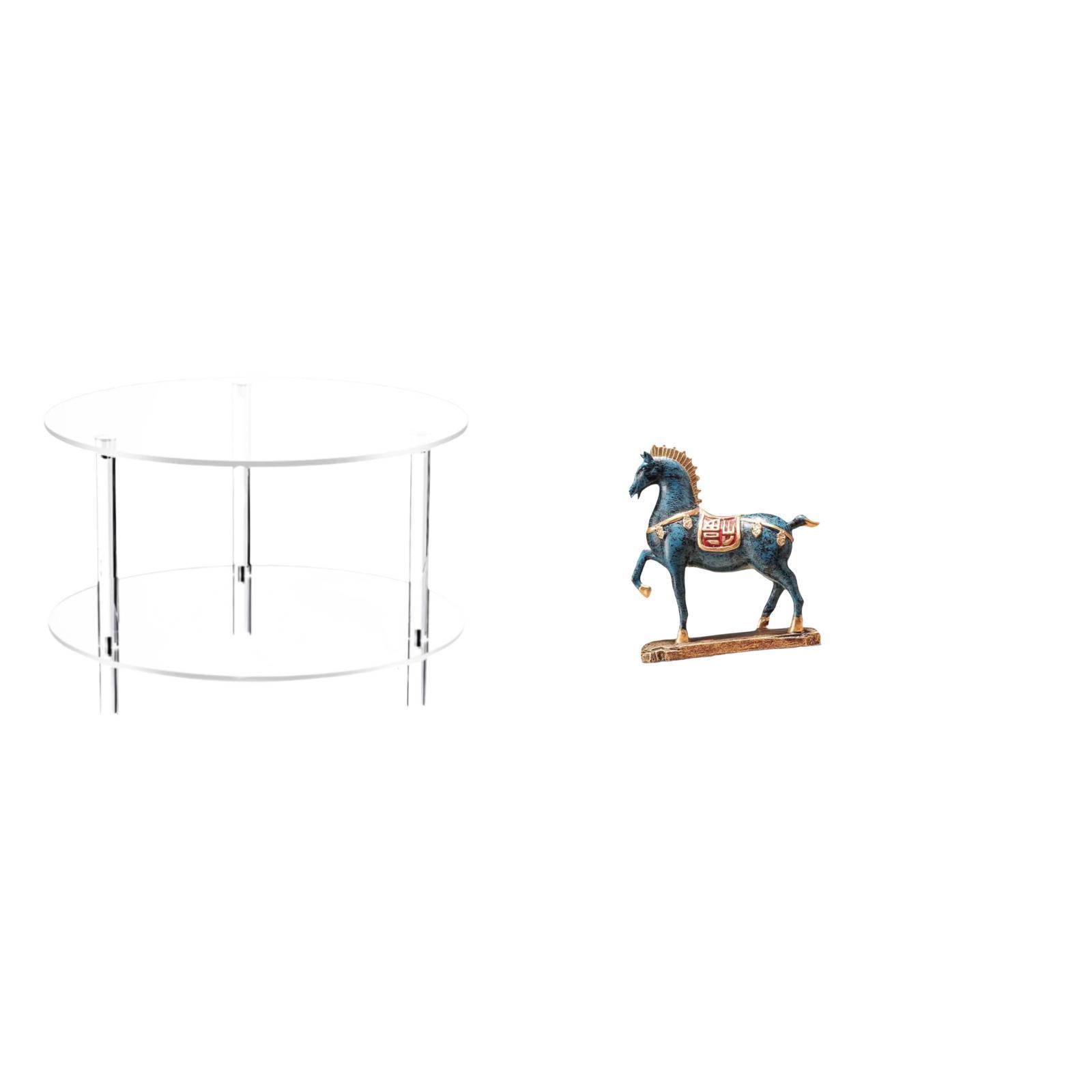 Siruishop Acrylic Side Table with Horse Figurine Compact End Table NightStand Bedside Furniture Easy Assembly for Living Room Bathroom Home Fengshui Decor Standing Horse Statue Sculpture for