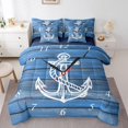 thumbnail image 1 of Erosebridal Literie Bleue à Motif d'Ancre Format Grand, Ensemble de Lit Style Chalet Format Grand, Décoration de Chambre Nautique, Réversible, Léger, 7 Pcs, 1 of 1