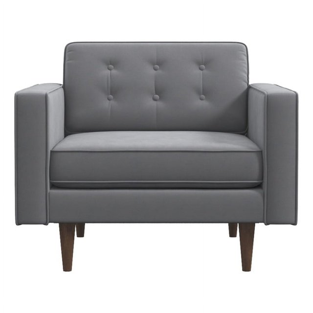 Harriet Fauteuil d'Appoint en Velours Style Mobilier Moderne Mi-Siècle Gris