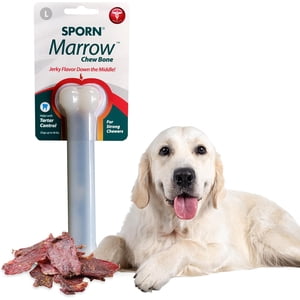 Sporn Durable Marrow Dog Chew Bones for Aggressive Chewers, Jerky Flavor Dog Chew Toys for Large Dogs, Made with Strong Nylon Dog Dental Chew Toy, Gluten-Free & Non-Toxic, Large