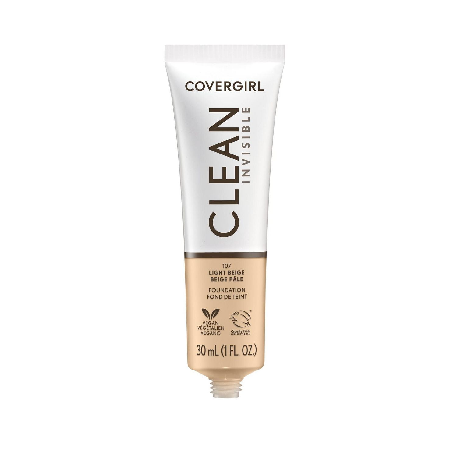 Clean Invisible, Fond de teint, Formule estompable, Couvrance modulable, Léger, Fini naturel, Non comédogène