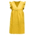 thumbnail image 2 of zanvin Robes boho pour Femmes, Robes d'Été pour Femmes à Col en V à Manches Courtes Robe Décontractée Évasée Fluide Ourlet à Volants Mini Plage Robes d'Été pour Invitée de Mariage, Jaune, 2 of 6