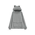 thumbnail image 2 of Women Novelty Frog Hoodie Long Sleeve Solid Color Hooded Sweatshirt with Pocket, 2 of 9