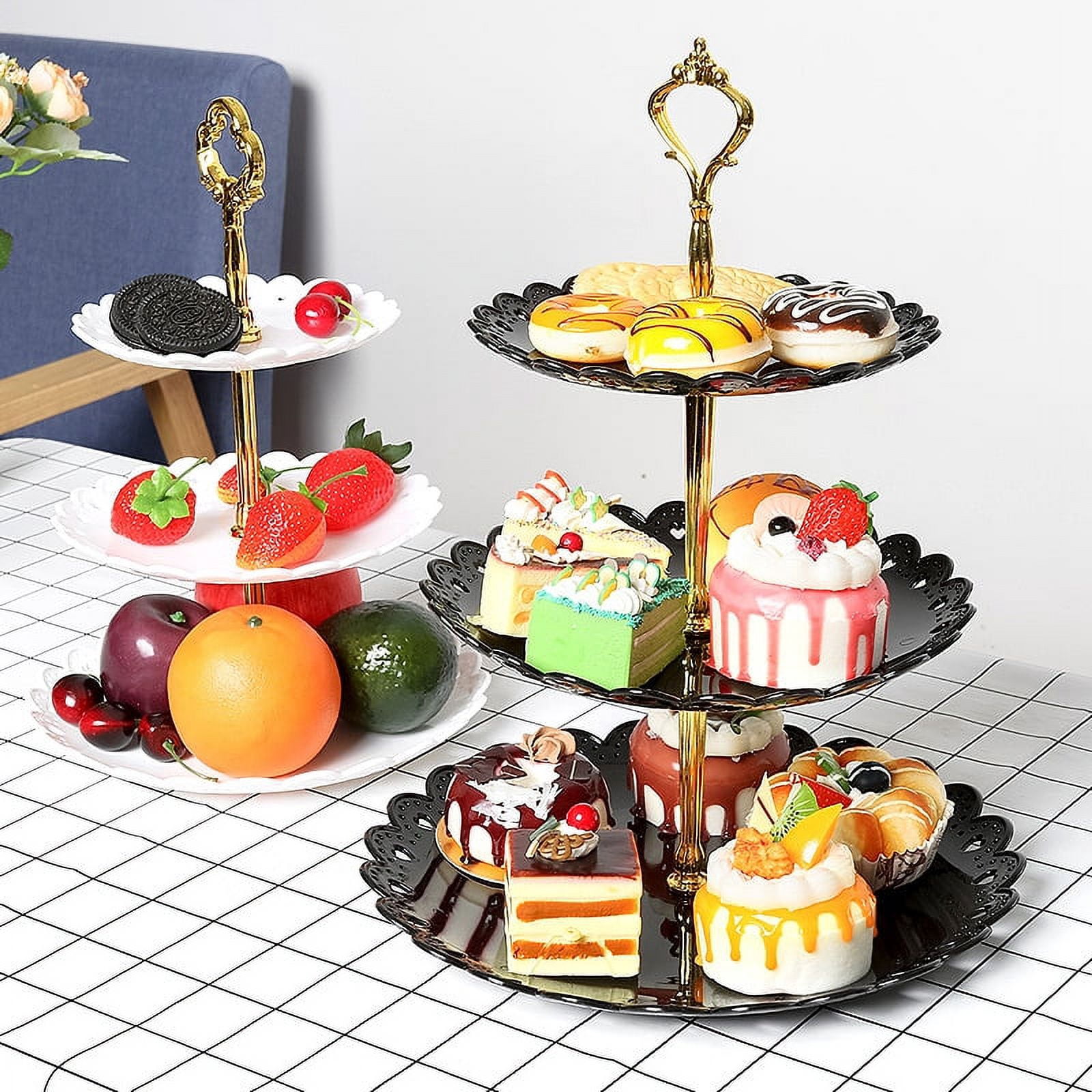 Elegant European-Style 3-Tier Plastic Display Stand – Versatile