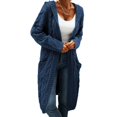 thumbnail image 1 of Women Hooded Open Front Cardigan Cable Knit Sweaters Solid Chunky Long Sweater Coats with Pockets, 1 of 5