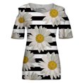 thumbnail image 4 of Birdeem Mode Femme Col Rond Imprimé Manches Courtes T-Shirt Blouse Hauts Chandail en Molleton, 4 of 4