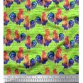 thumbnail image 1 of Soimoi Satin Silk Fabric Text & Hen Bird Print Fabric by the Yard 42 Inch Wide, 1 of 3