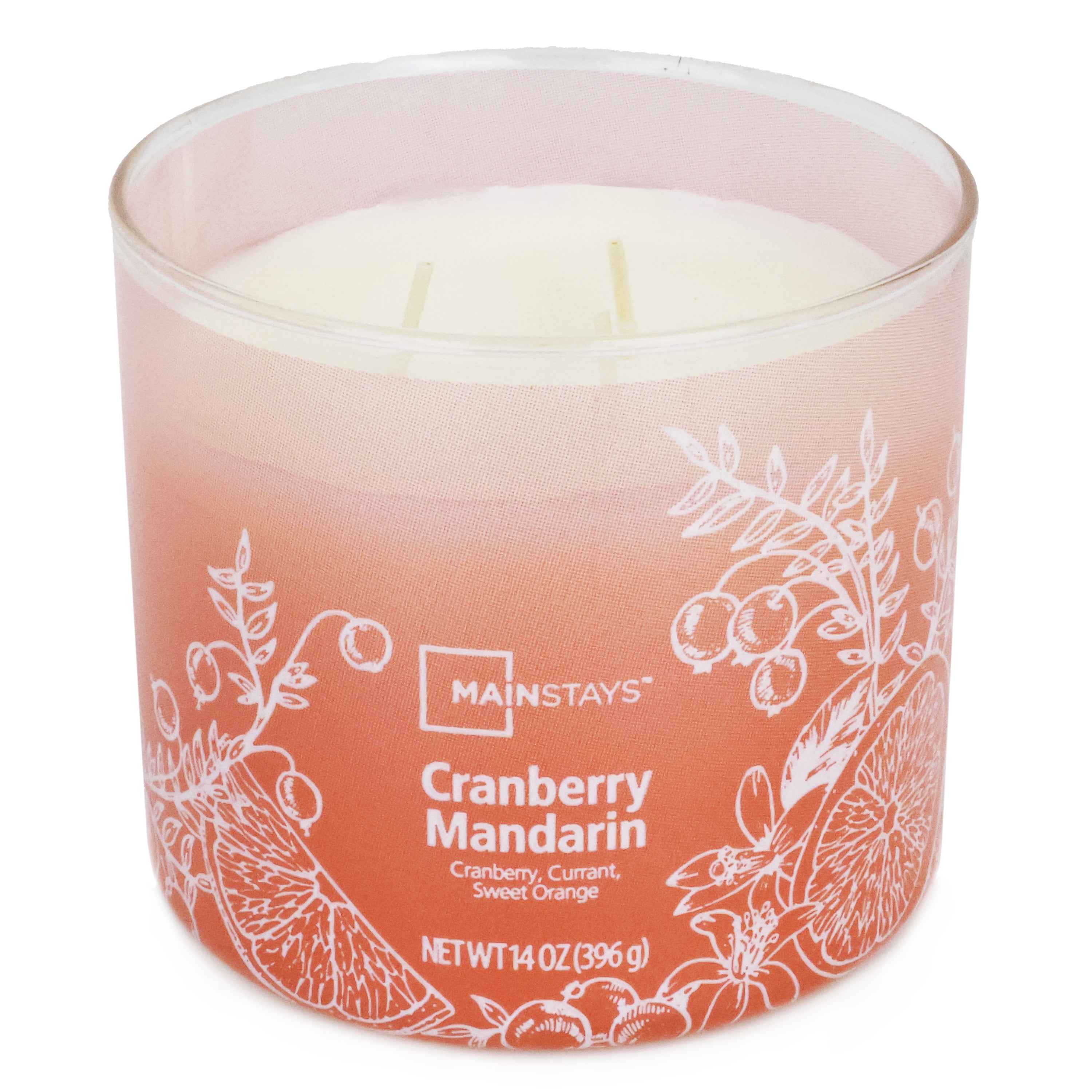 Bougie parfumée Mainstays à 3 mèches, enveloppée texturée Canneberge mandarine, 14 oz