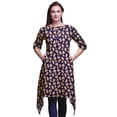 thumbnail image 1 of Bimba Kurti Asymétrique à Imprimé Floral de Roses Grandiflora Bleues pour Femmes, Robe d'Été Indienne Tunique, Moyen, 1 of 6